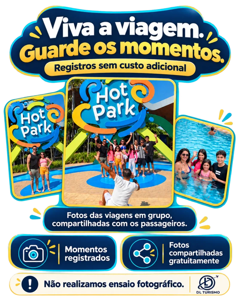 Momentos da viagem em grupo