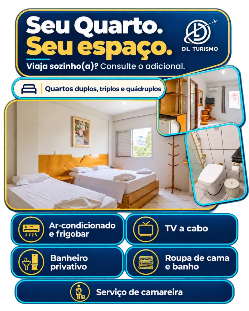Quarto do hotel 3 estrelas, com banheiro privativo e ar-condicionado.